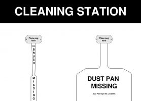 White Cleaning Station Shadow Board Non Stocked Dustpan and Brush