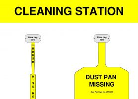 Yellow Cleaning Station Shadow Board Non Stocked Dustpan and Brush