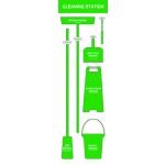 Green Shadow Board Non Stocked Mop  bucket  squeegee  floor stand  dustpan and brush