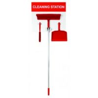 Red Cleaning Station Shadow Board Stocked Dustpan  brush and broom