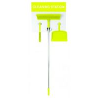 Yellow Cleaning Station Shadow Board Stocked Dustpan  brush and broom