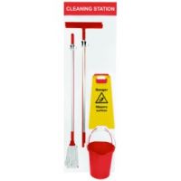Red Shadow Board Stocked Mop  bucket  squeegee and floor stand