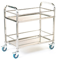 Stainless Steel Shelf Trolley - 2 Shelf with Rod Surround