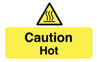 Caution Hot Self Adhesive Vinyl Safety Sign Pack of 6