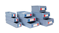 Plastic Shelf Trays for Small Part Storage - Light Blue  supplied with Front Cover and Paper Label