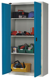 Workplace Storage Cupboard - No Rail - 2 Doors - 3 Shelves - 1830 x 915 x 457mm  HxWxD 