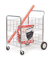 Chrome Plated Wire Tray Trolley - Large 200mm Rear Wheels