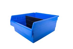 Large Blue Shelf Bins with Optional Dividers