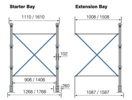 Single Sided Cantilever Racking Starter Bay - 1000mm Wide-4