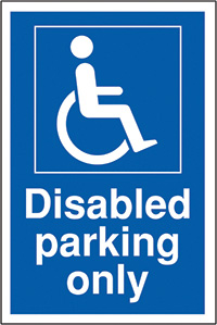 Disabled parking only 400 x 300mm 2mm Polycarbonate Safety Sign  