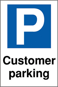Customer parking 400 x 300mm 2mm Polycarbonate Safety Sign