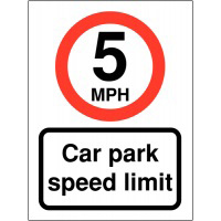 5mph Car Park Speed Limit 400 x 300mm 2mm Polycarbonate Safety Sign  